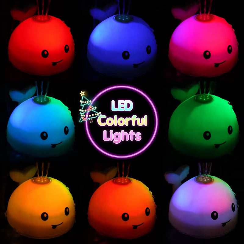 Upgraded Baby Rechargeable Bath Toy with Waterproof Light up Whale Spray Water Bathtub for Toddlers Kids Pool Bathroom Toys