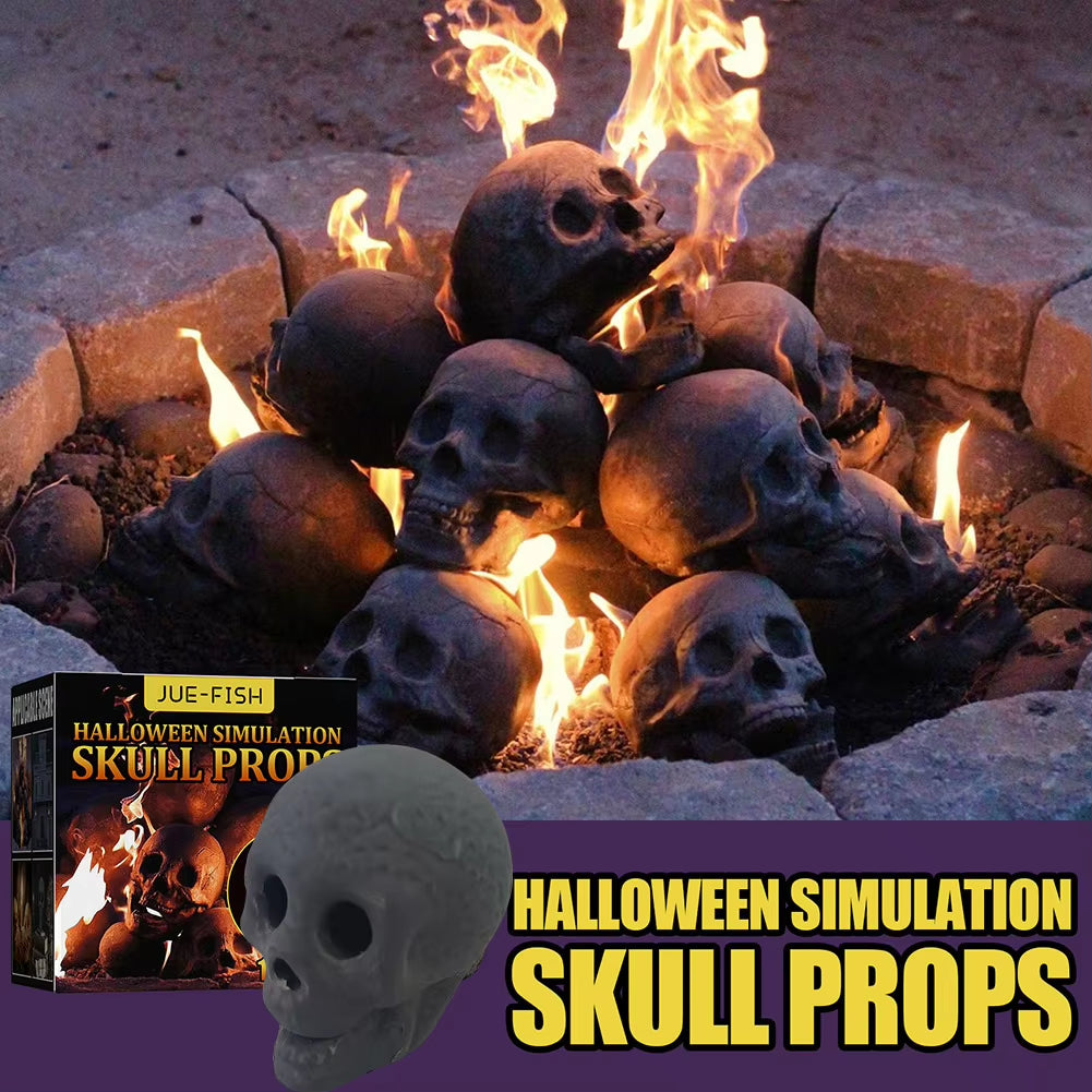 1PC Ceramic Fire Pit Skull Halloween Party Home Garden Ornament Fireproof All Size Realistic Human Skeleton Decor Props