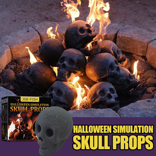 1PC Ceramic Fire Pit Skull Halloween Party Home Garden Ornament Fireproof All Size Realistic Human Skeleton Decor Props