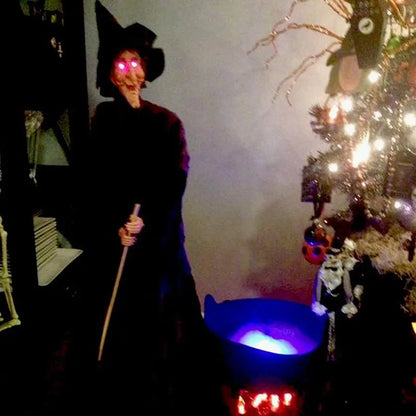 Halloween Party Mist Maker Ultrasonic Water Pond Fountain Fogger with 12 LED Light Flashes for Fish Tank Vase Birdbath Decor