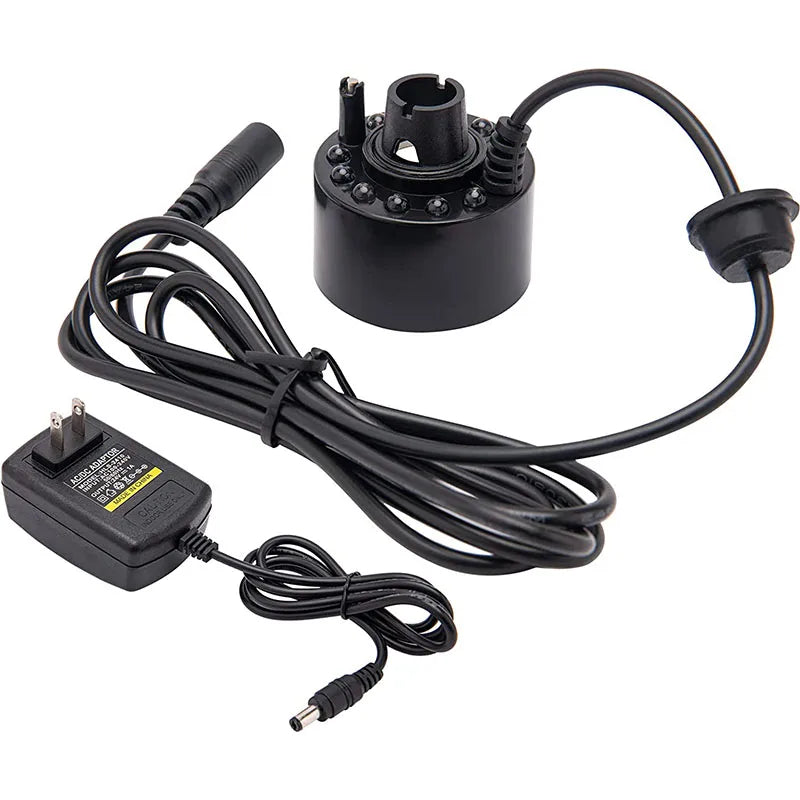 Halloween Party Mist Maker Ultrasonic Water Pond Fountain Fogger with 12 LED Light Flashes for Fish Tank Vase Birdbath Decor