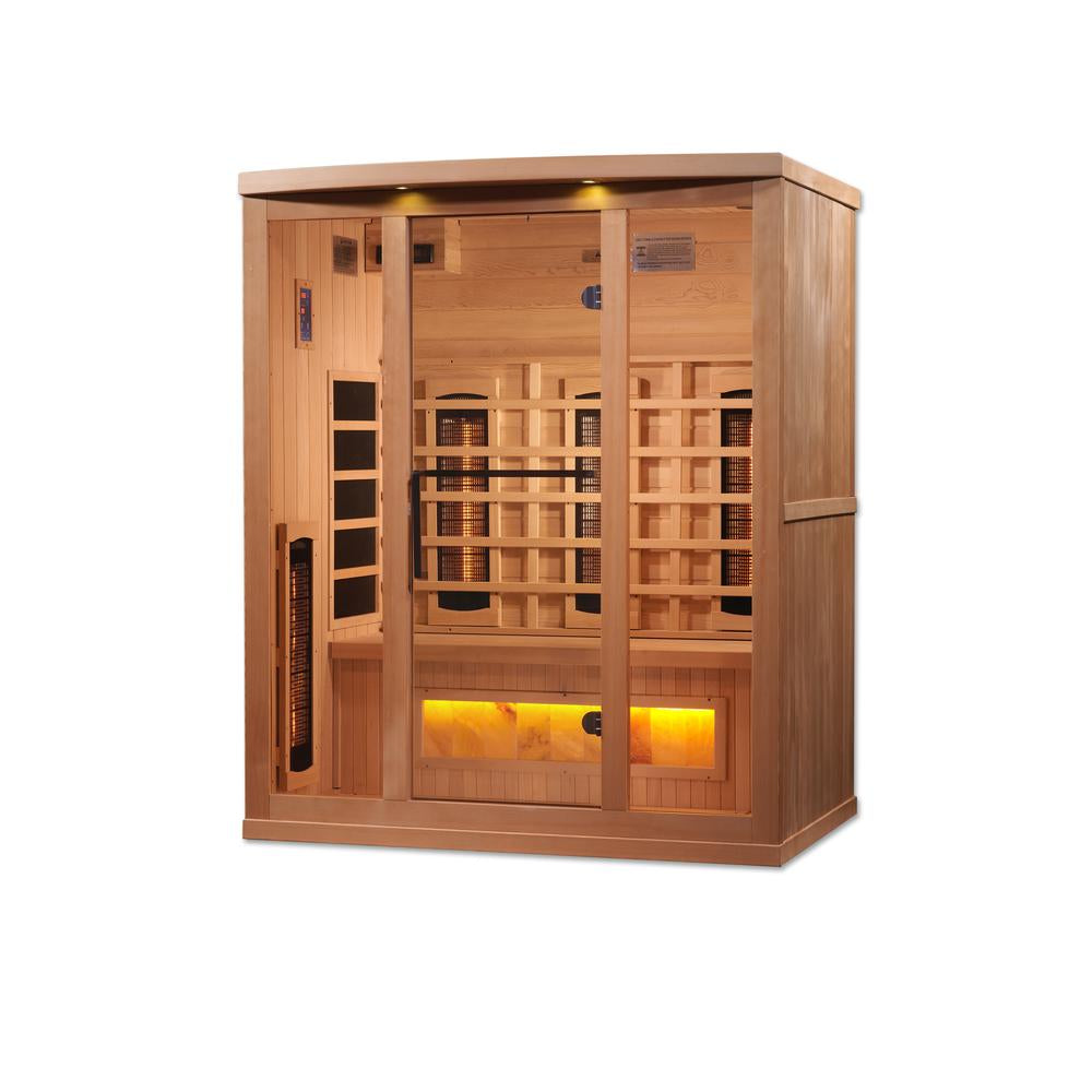Golden Design Saunas  4-Person Full Spectrum Puretech™ near Zero EMF FAR Infrared Sauna with Himalayan Salt Bar (Canadian Hemlock)