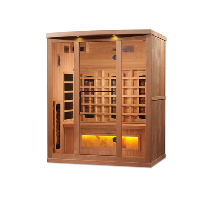 Golden Design Saunas  4-Person Full Spectrum Puretech™ near Zero EMF FAR Infrared Sauna with Himalayan Salt Bar (Canadian Hemlock)