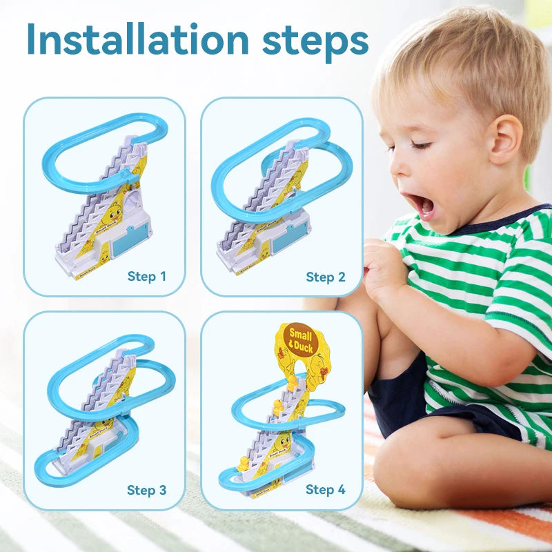 Climbing Ducks Racing Track Roller Coaster Toys Set Light Music Educational Toy for Kids Gift