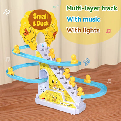 Climbing Ducks Racing Track Roller Coaster Toys Set Light Music Educational Toy for Kids Gift