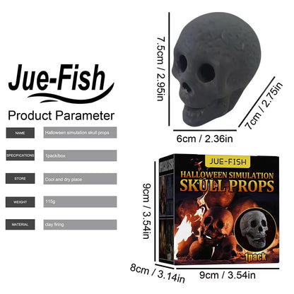 1PC Ceramic Fire Pit Skull Halloween Party Home Garden Ornament Fireproof All Size Realistic Human Skeleton Decor Props