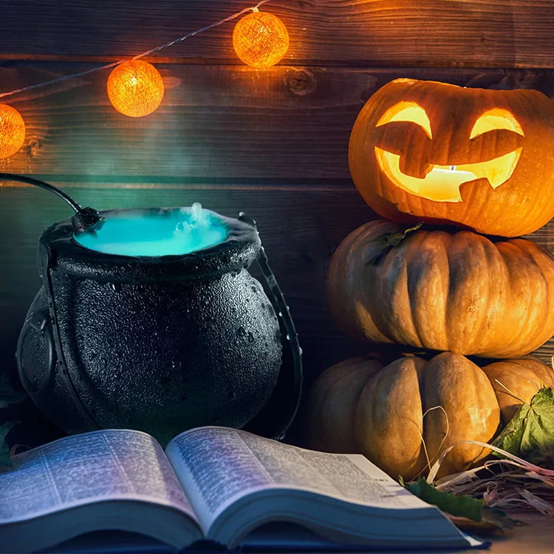 Halloween Party Mist Maker Ultrasonic Water Pond Fountain Fogger with 12 LED Light Flashes for Fish Tank Vase Birdbath Decor